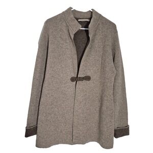 Chiaramente Cardigan Sweater Womens Large Brown Wool Blend Buckle Made Italy